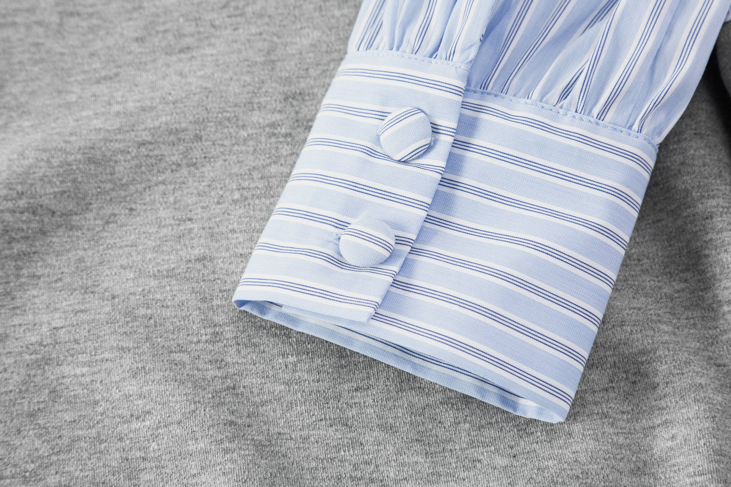Sweatshirt w/ Banker Stripe Sleeves - Heather Grey