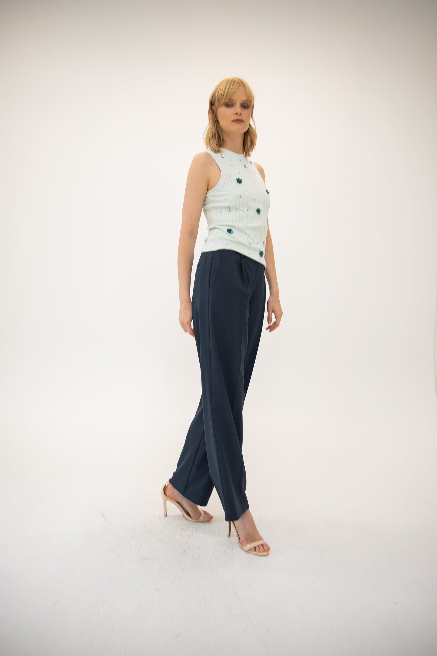 Knit Tank w/ Stones - Pistachio