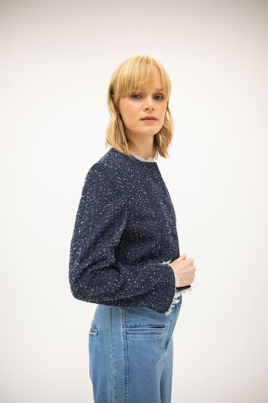 Raw Edge Blazer - Denim Tweed