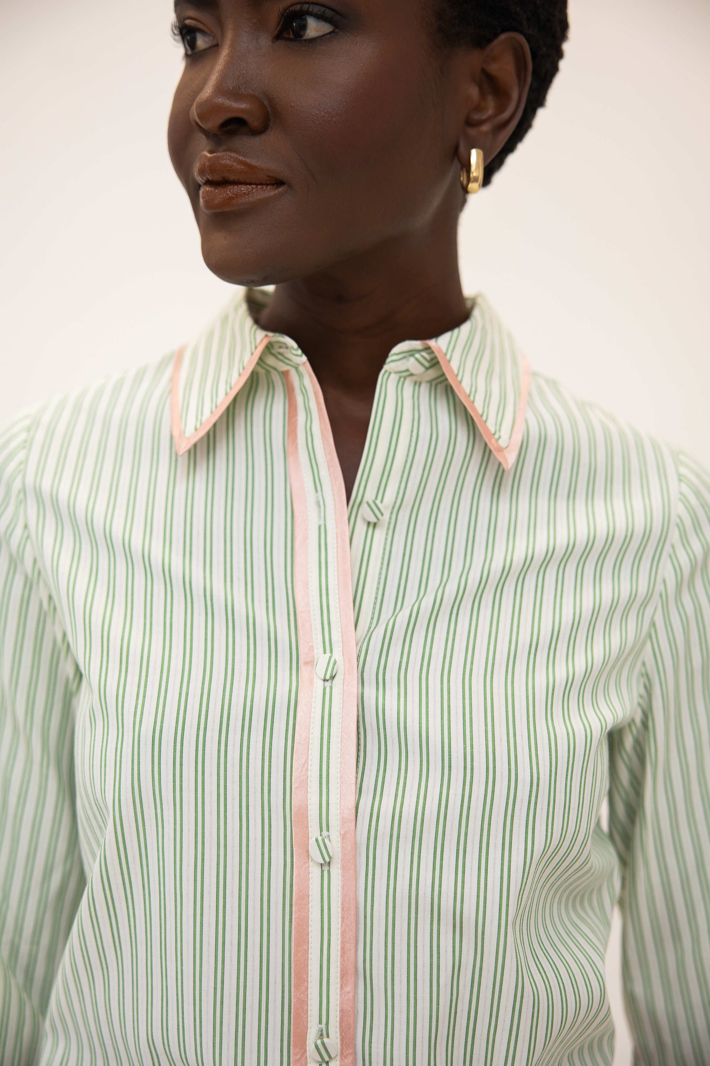 Contrast Stripe Shirt - Pistachio Stripe