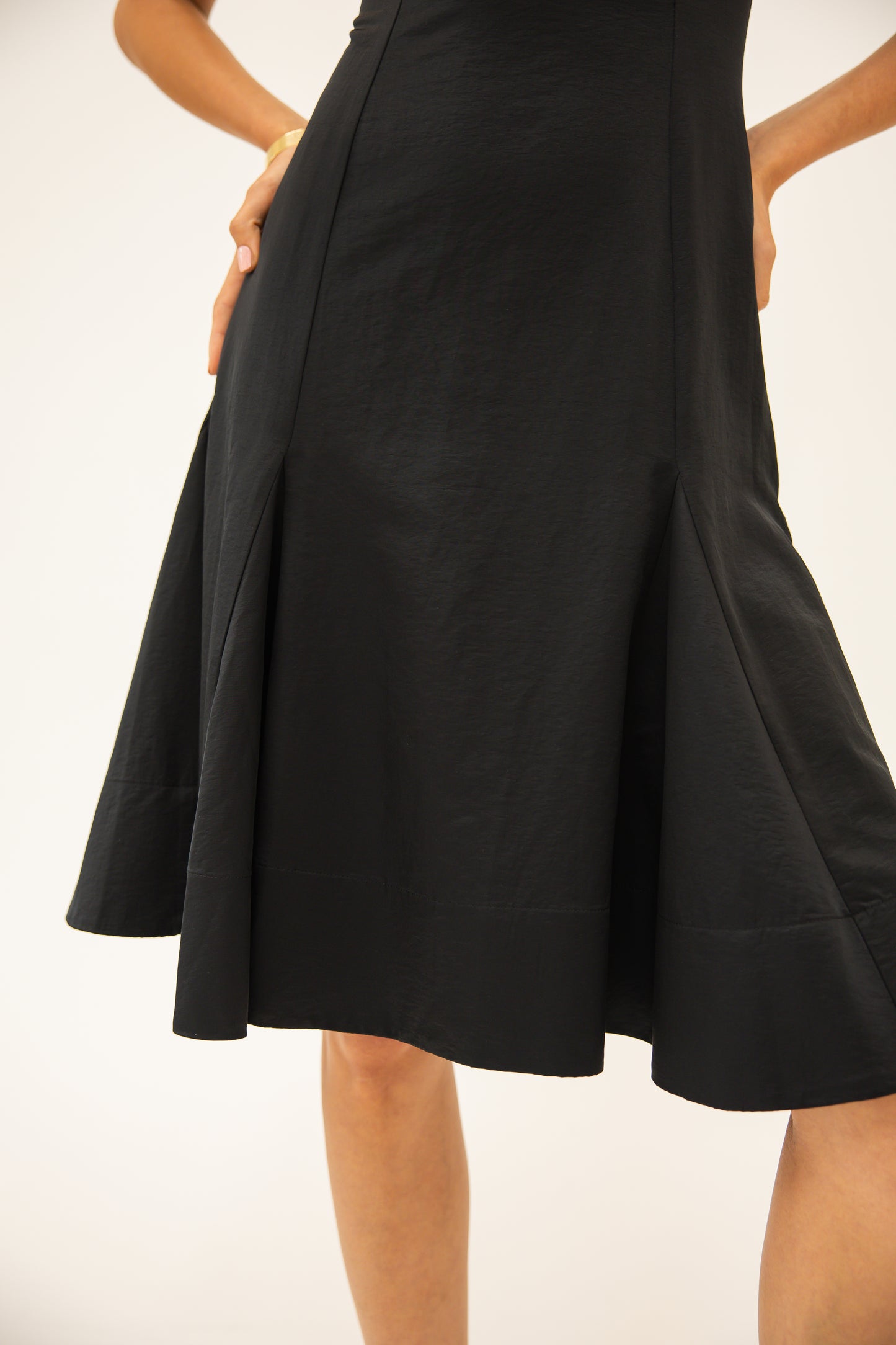 Fitted Godet Dress - Black