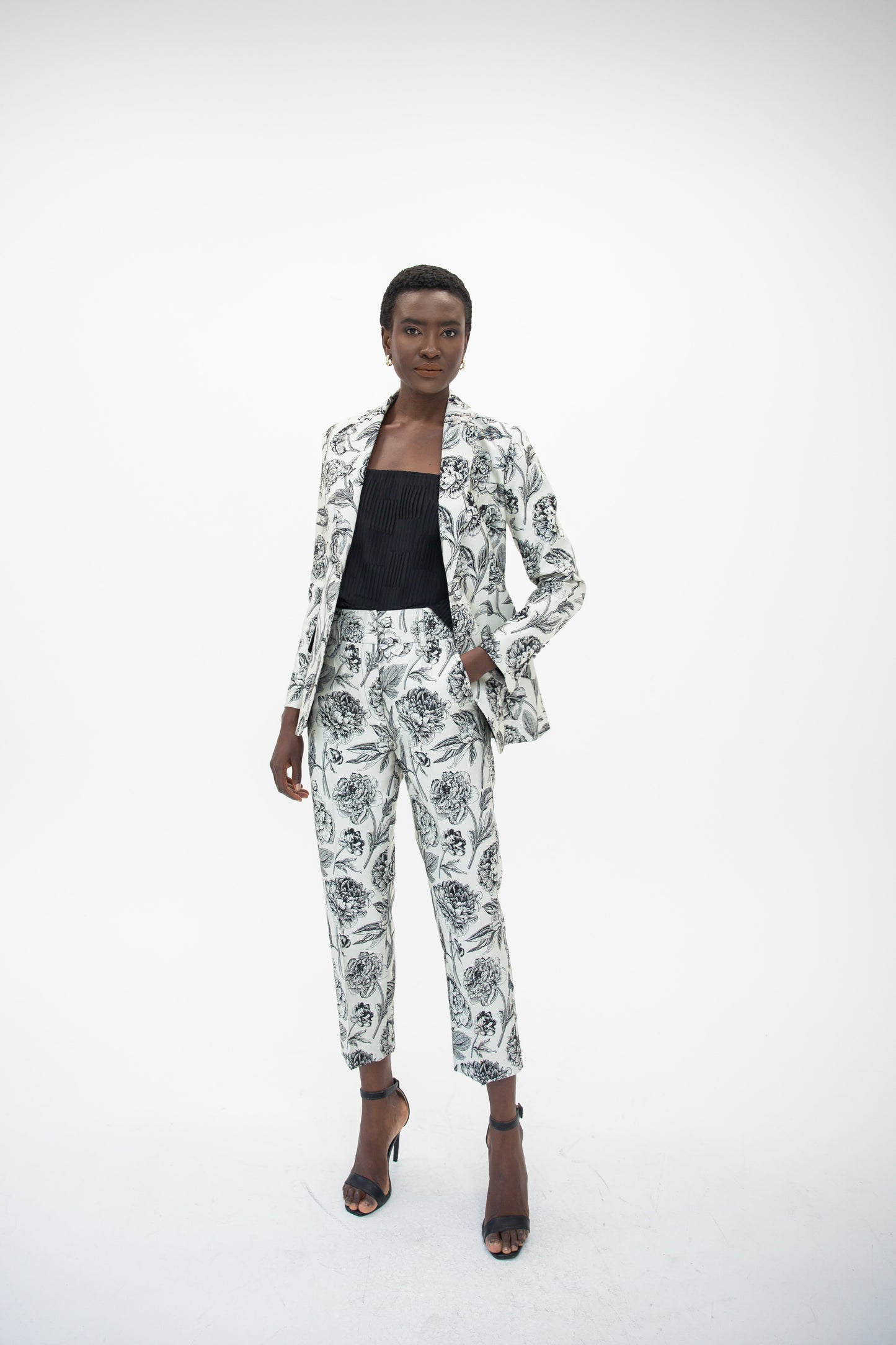 Ruched Back Blazer - English Rose Floral