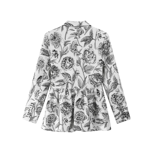 Ruched Back Blazer - English Rose Floral