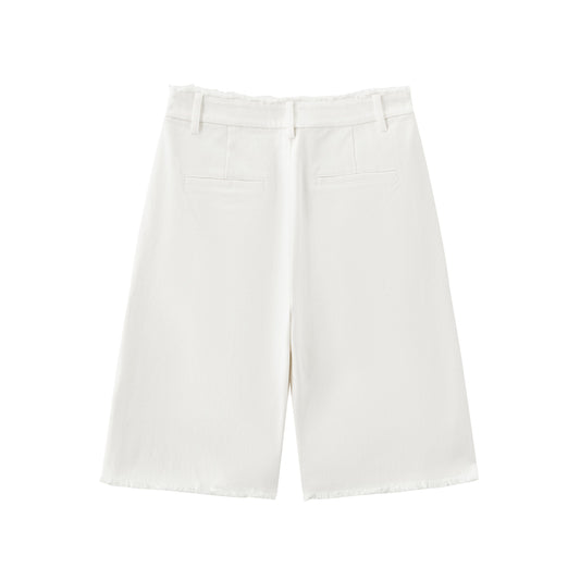 Raw Edge Bermuda Short - White Denim