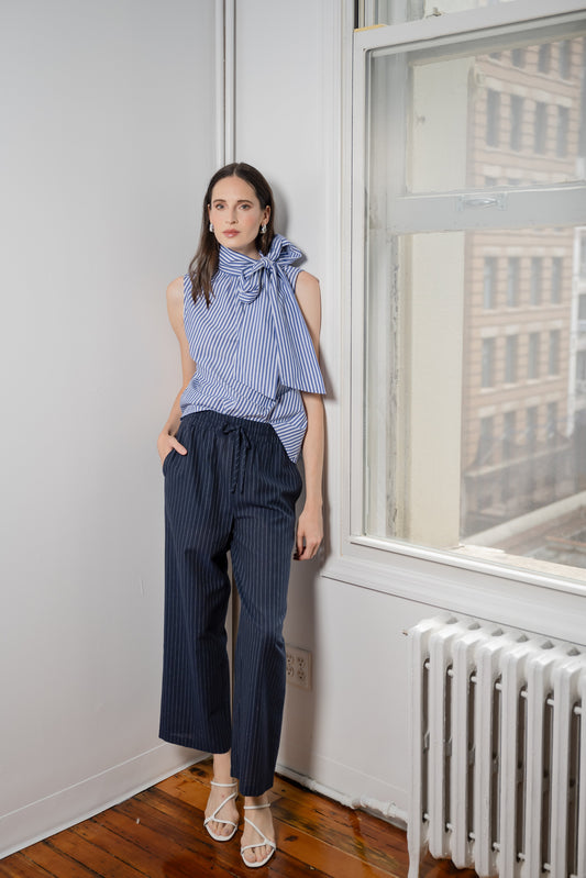 Kensington Blouse - Blue / White Stripe