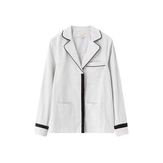 Out East Dinner PJ Shirt - Black / White Stripe