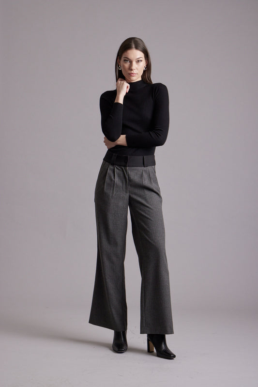 Harlow Wide Leg Pinstripe Trouser