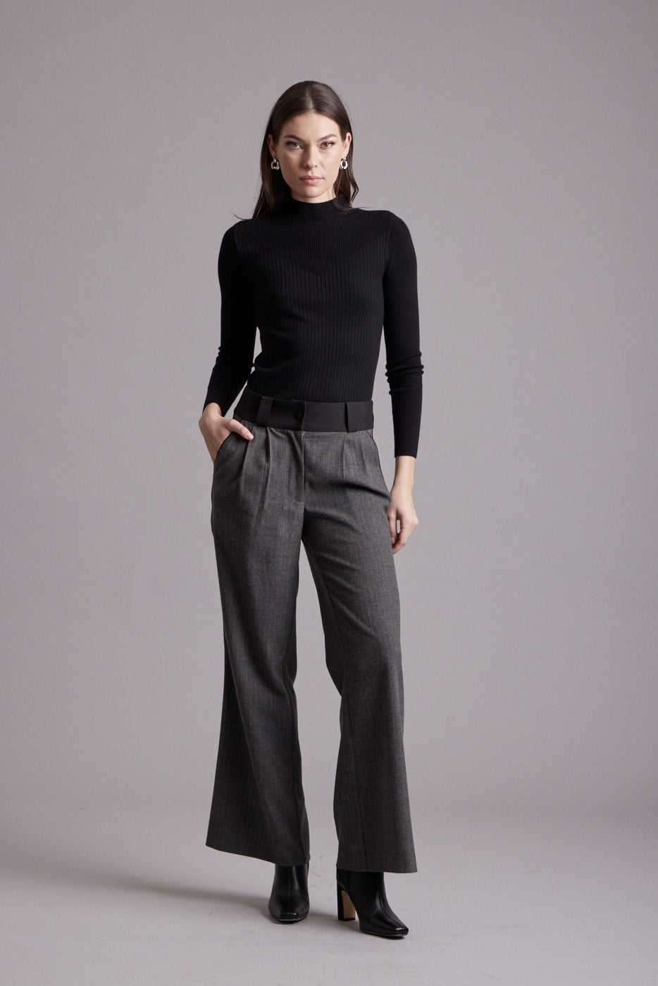 Harlow Wide Leg Pinstripe Trouser