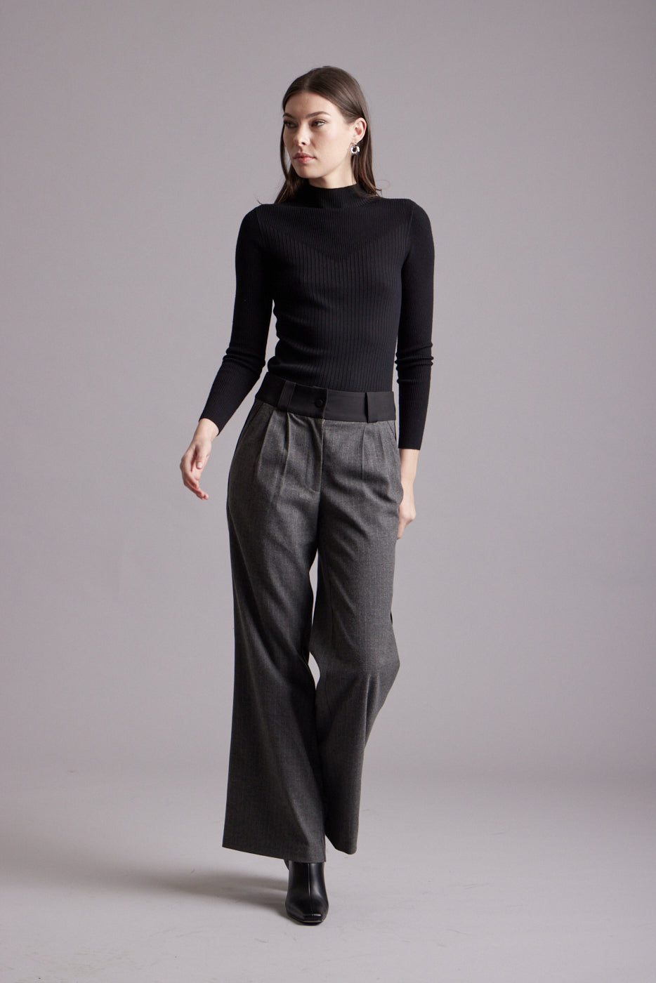 Harlow Wide Leg Pinstripe Trouser