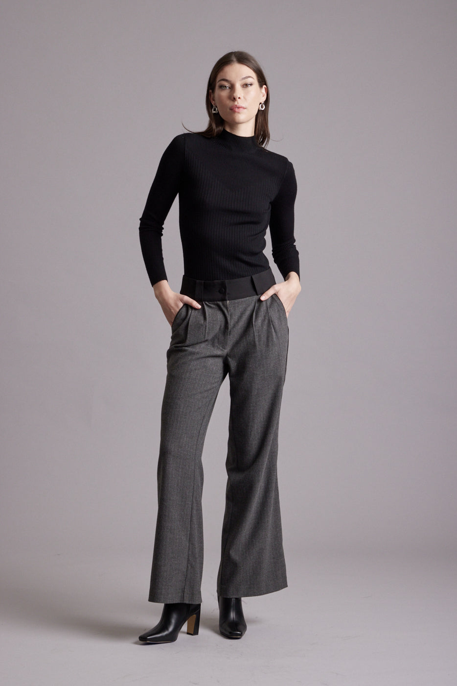 Harlow Wide Leg Pinstripe Trouser