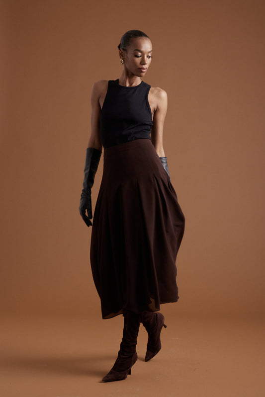 Ballet Chiffon Skirt - Chocolate