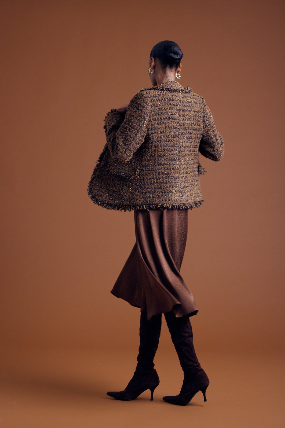 Teddy Raw Edge Blazer - Chocolate / Black