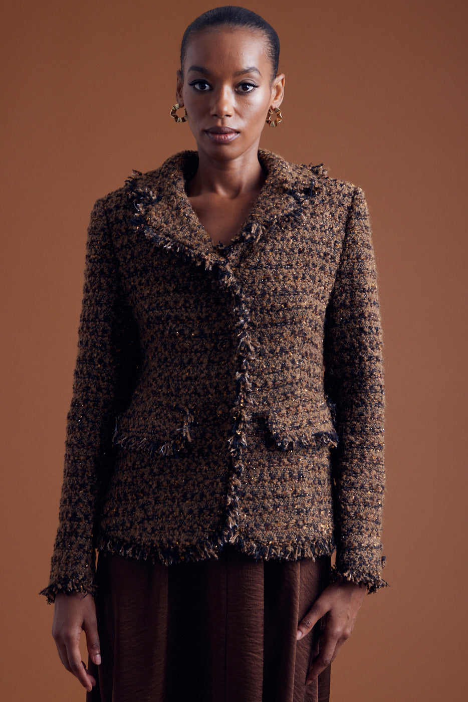 Teddy Raw Edge Blazer - Chocolate / Black