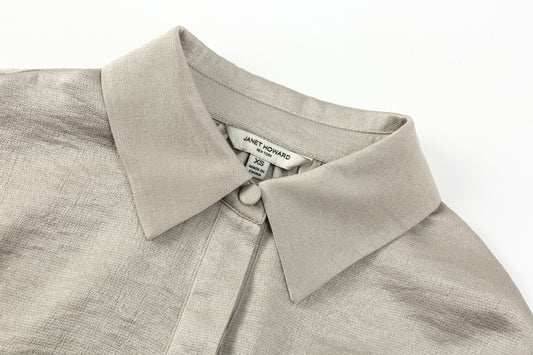 Olivia Gathered Back Blouse - Taupe
