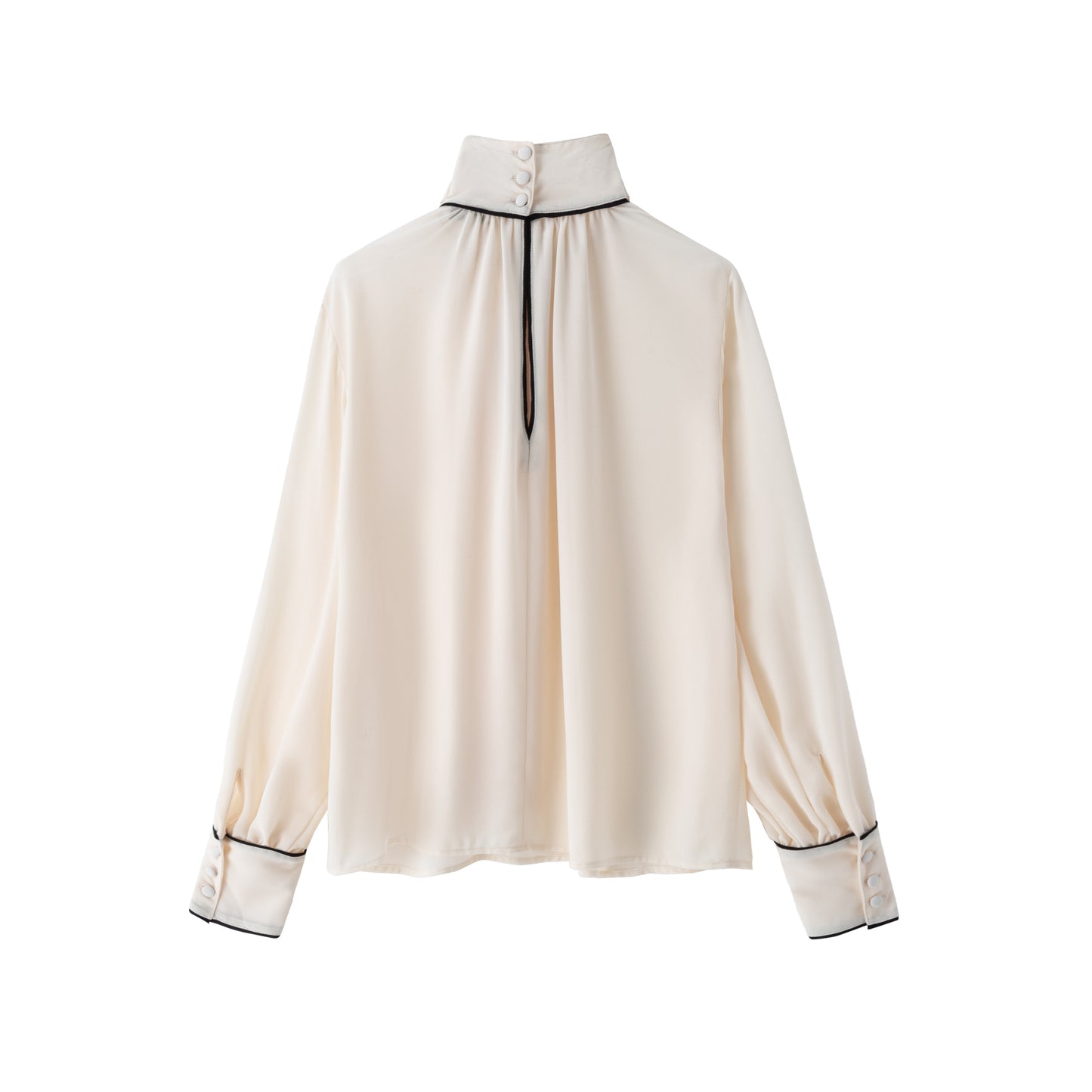 Gabriella Blouse - Ivory w/Black Piping