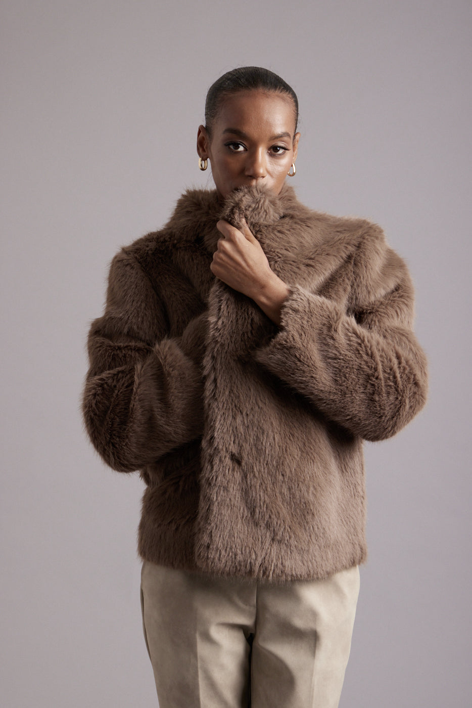 Ariana Faux Fur Jacket - Cocoa