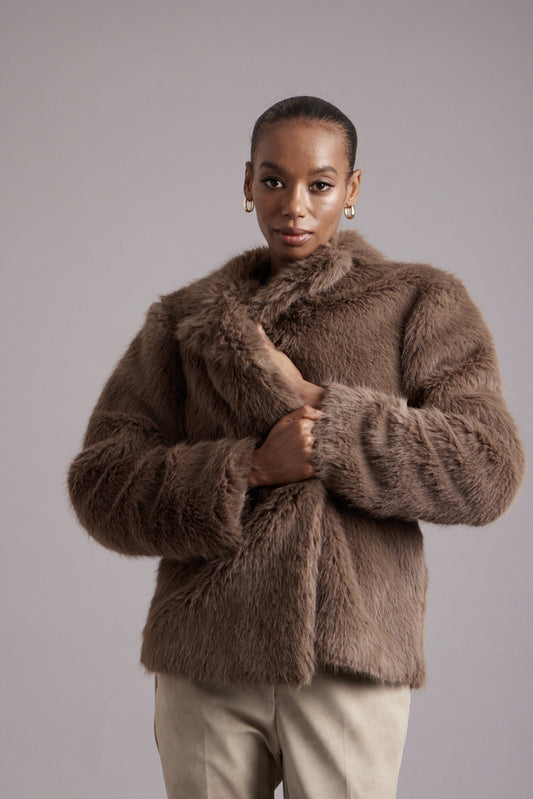 Ariana Faux Fur Jacket - Cocoa