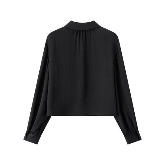 Olivia Gathered Back Blouse - Black