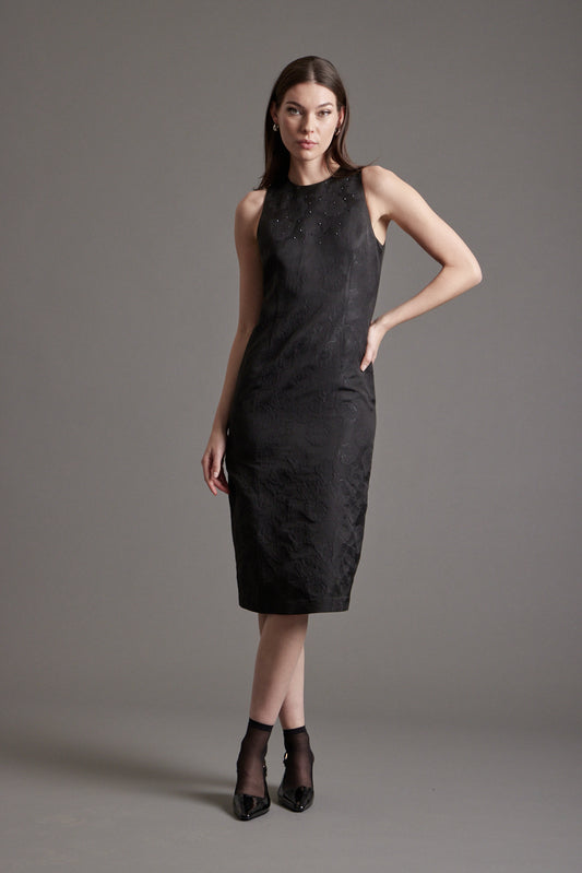 Natalie Brocade Dress w/ Stones