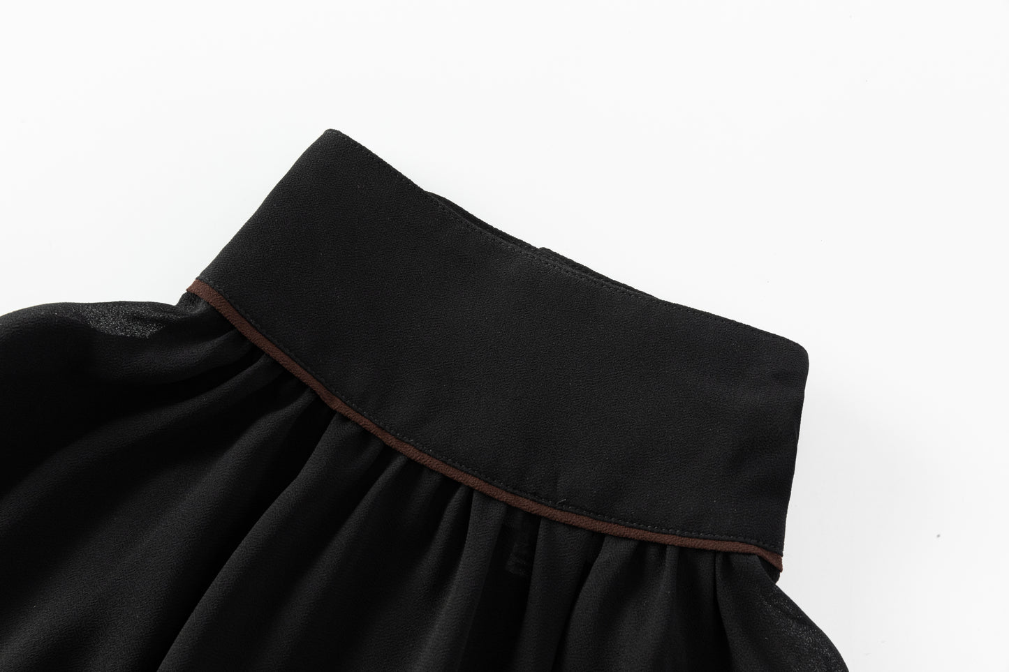 Gabriella Blouse - Black w/ Chocolate Piping