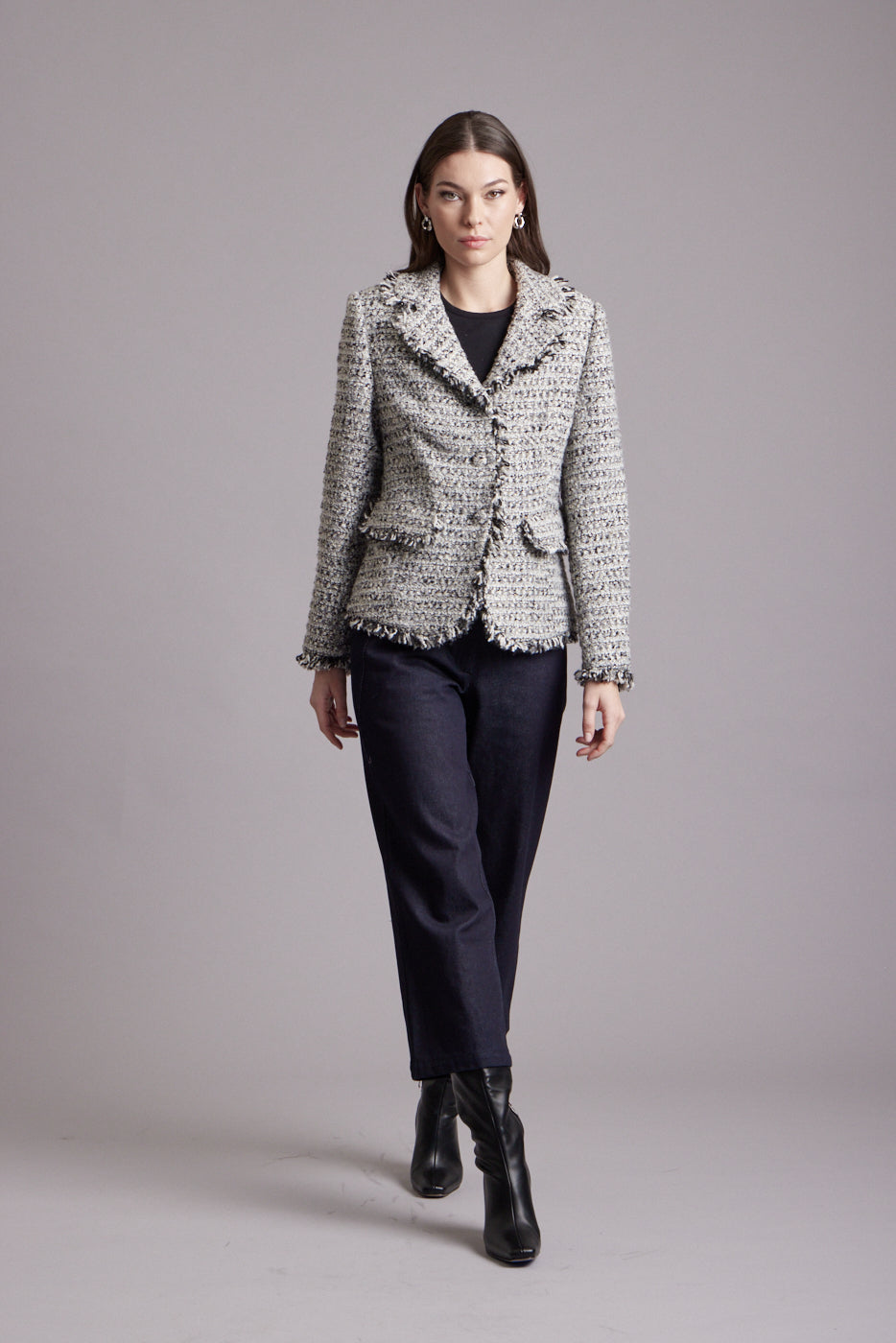 Teddy Raw Edge Blazer - Grey / Ivory