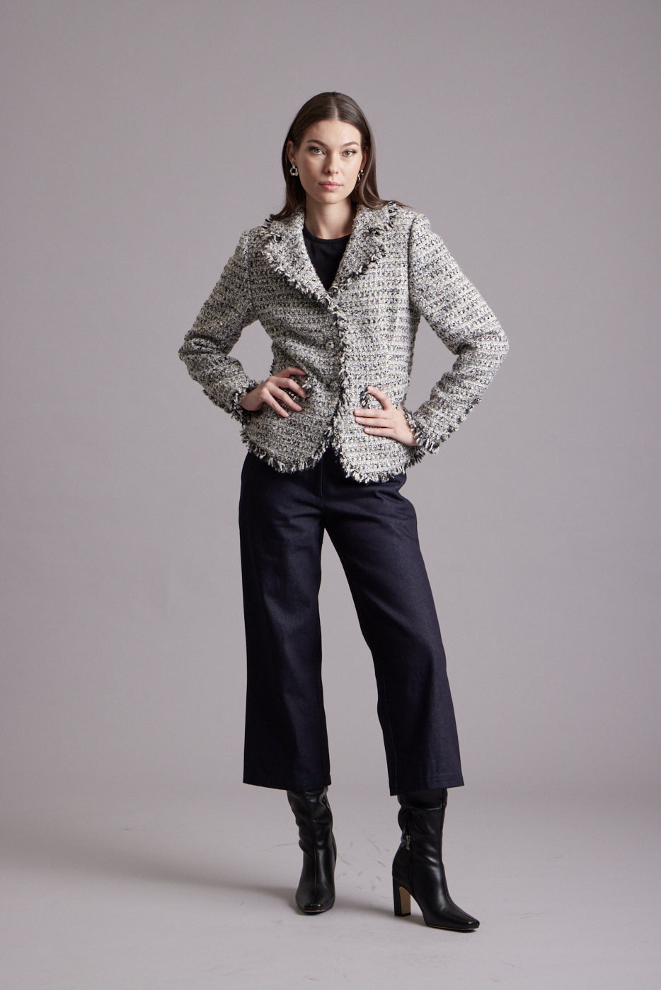 Teddy Raw Edge Blazer - Grey / Ivory