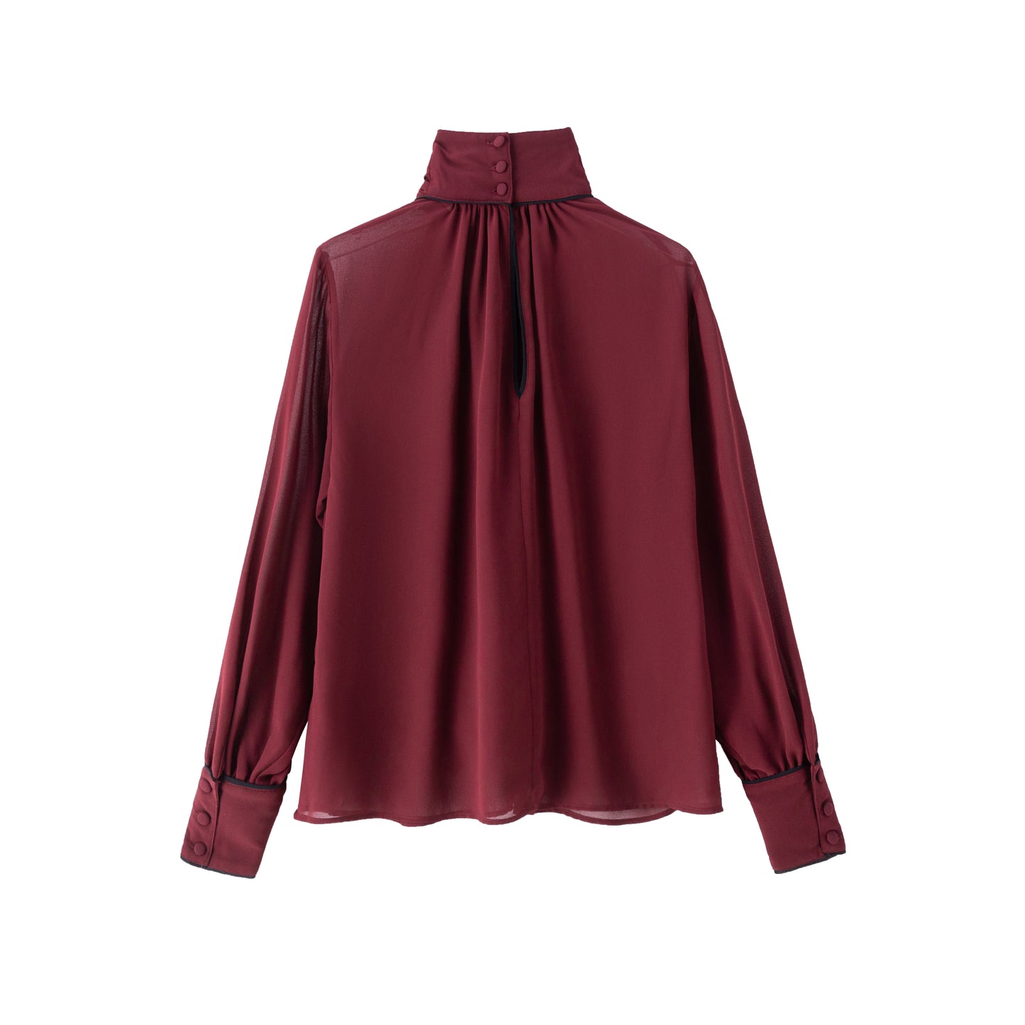 Gabriella Blouse - Ruby w/ Black Piping