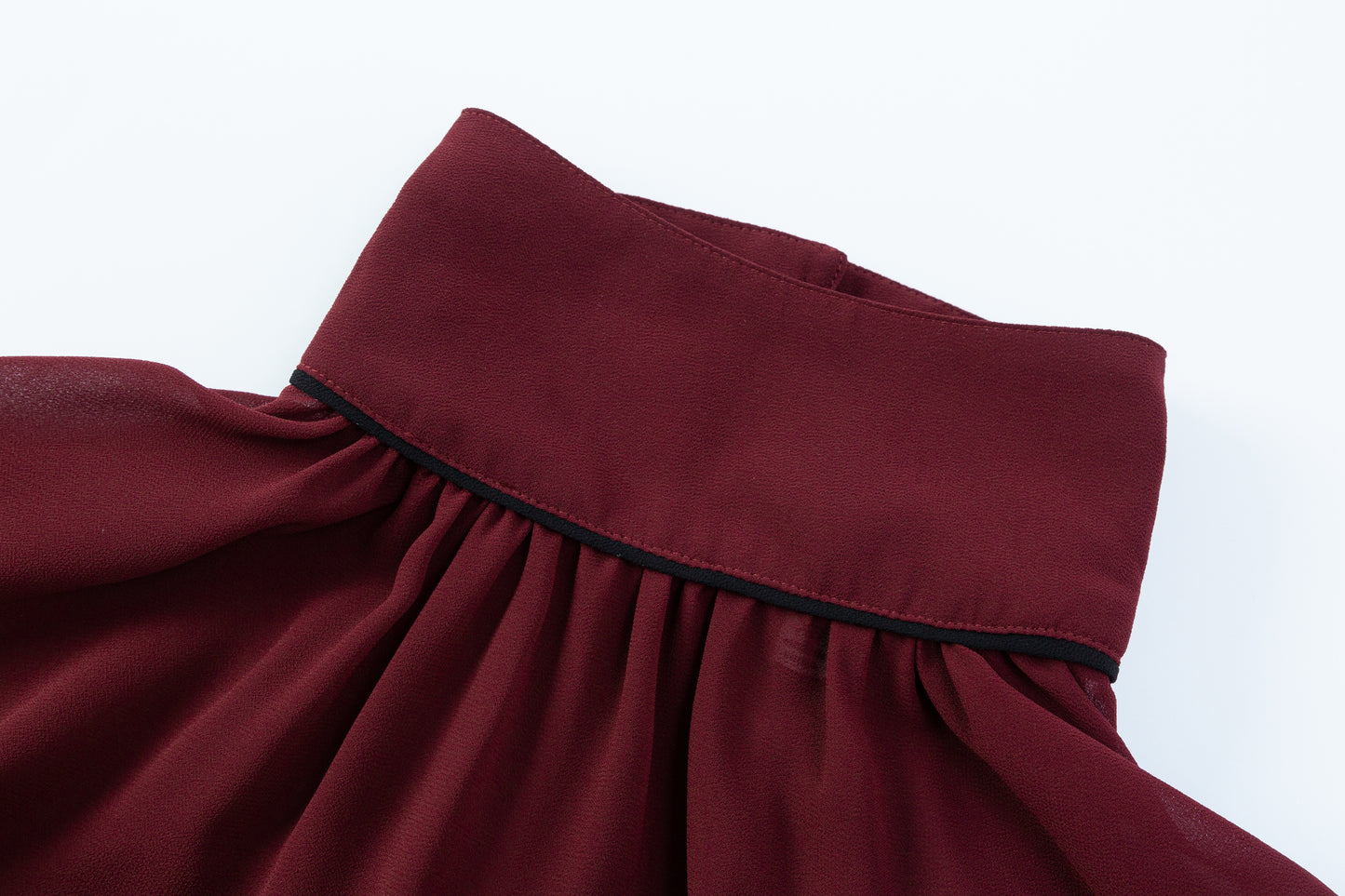 Gabriella Blouse - Ruby w/ Black Piping