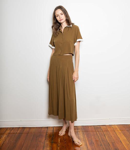 Amelia Blouse - Toffee / White