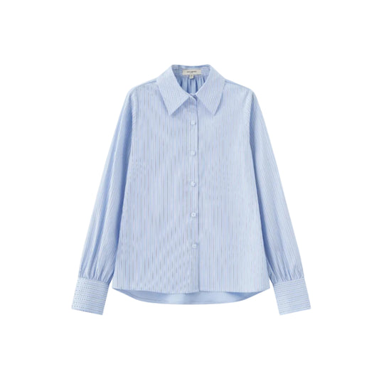 Stripe Shirt w/ Silk Twill Back - Bankers Stripe In Blue