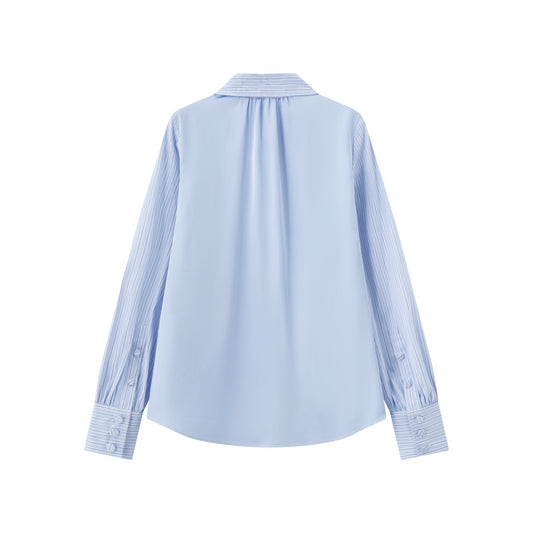 Stripe Shirt w/ Silk Twill Back - Bankers Stripe In Blue