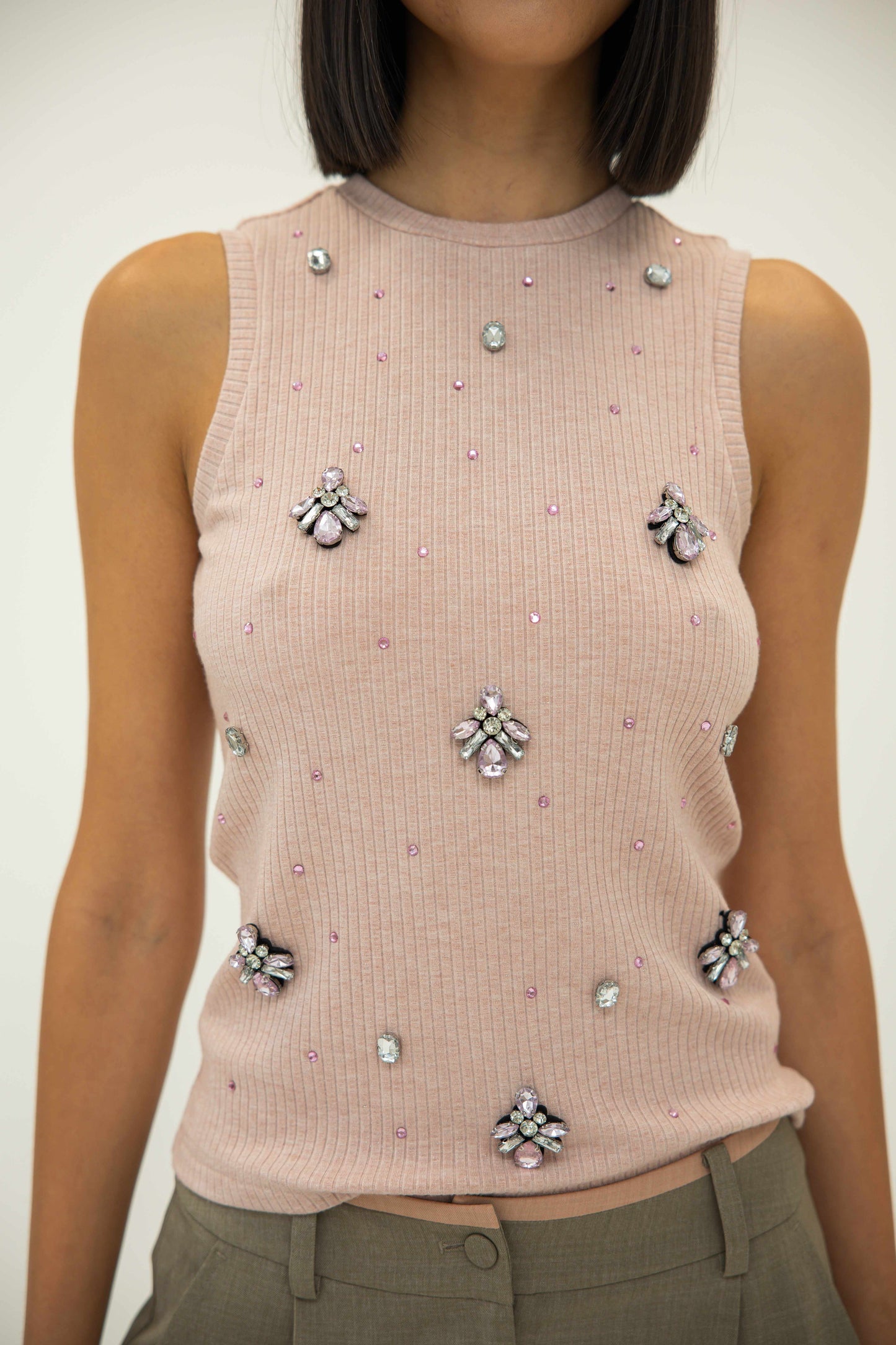 Knit Tank w/ Stones - Pistachio