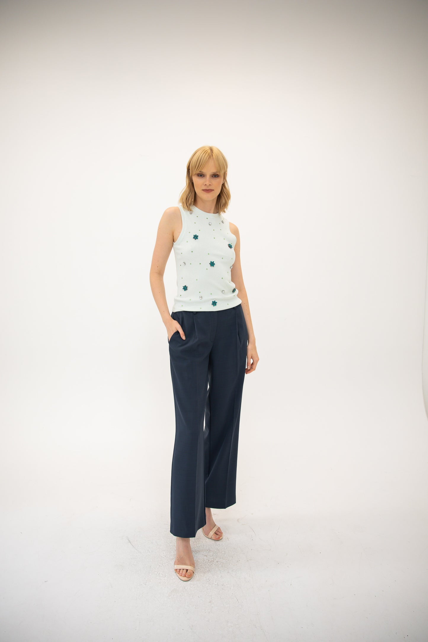 Knit Tank w/ Stones - Rosewood