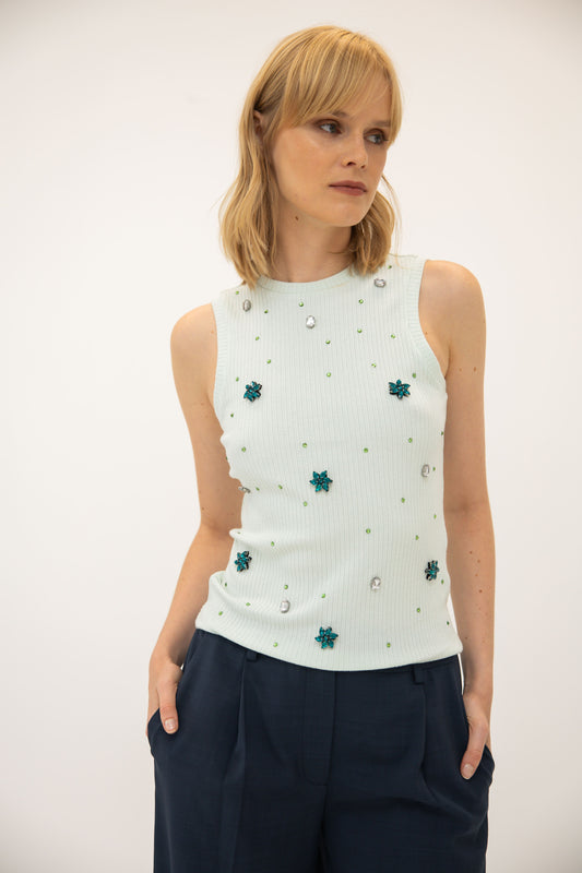 Knit Tank w/ Stones - Rosewood