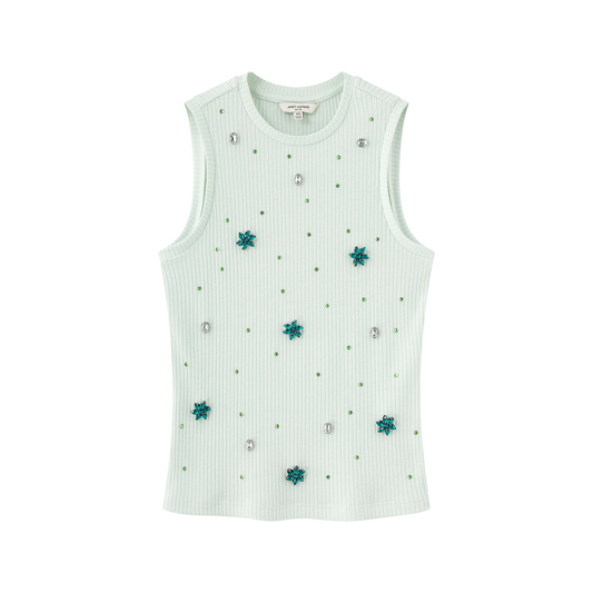 Knit Tank w/ Stones - Pistachio