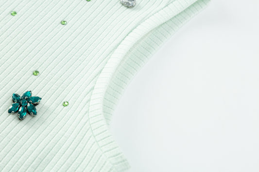 Knit Tank w/ Stones - Pistachio