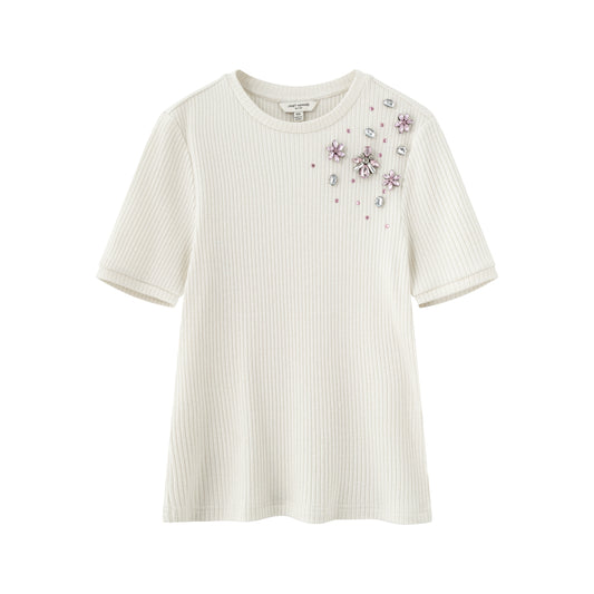 T-Shirt w/ Stones - Ivory