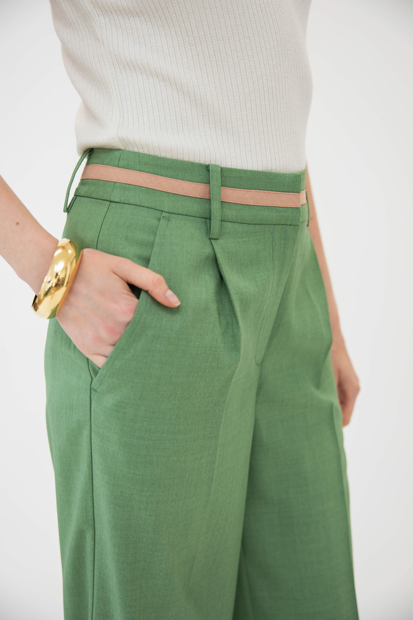 Wide Leg Trouser - Lawn Green