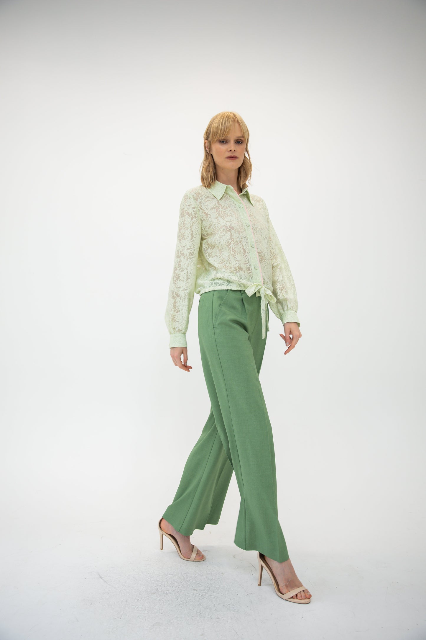 Wide Leg Trouser - Lawn Green