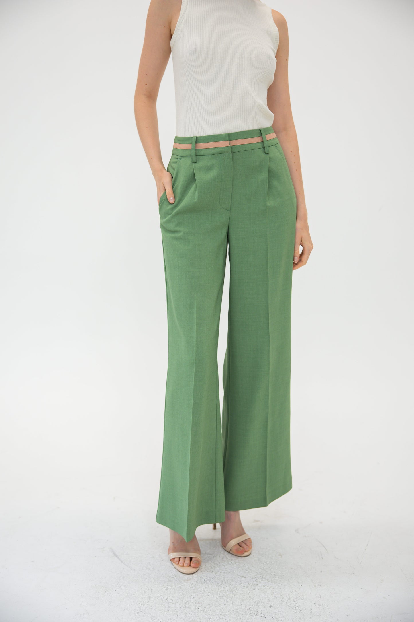 Wide Leg Trouser - Lawn Green
