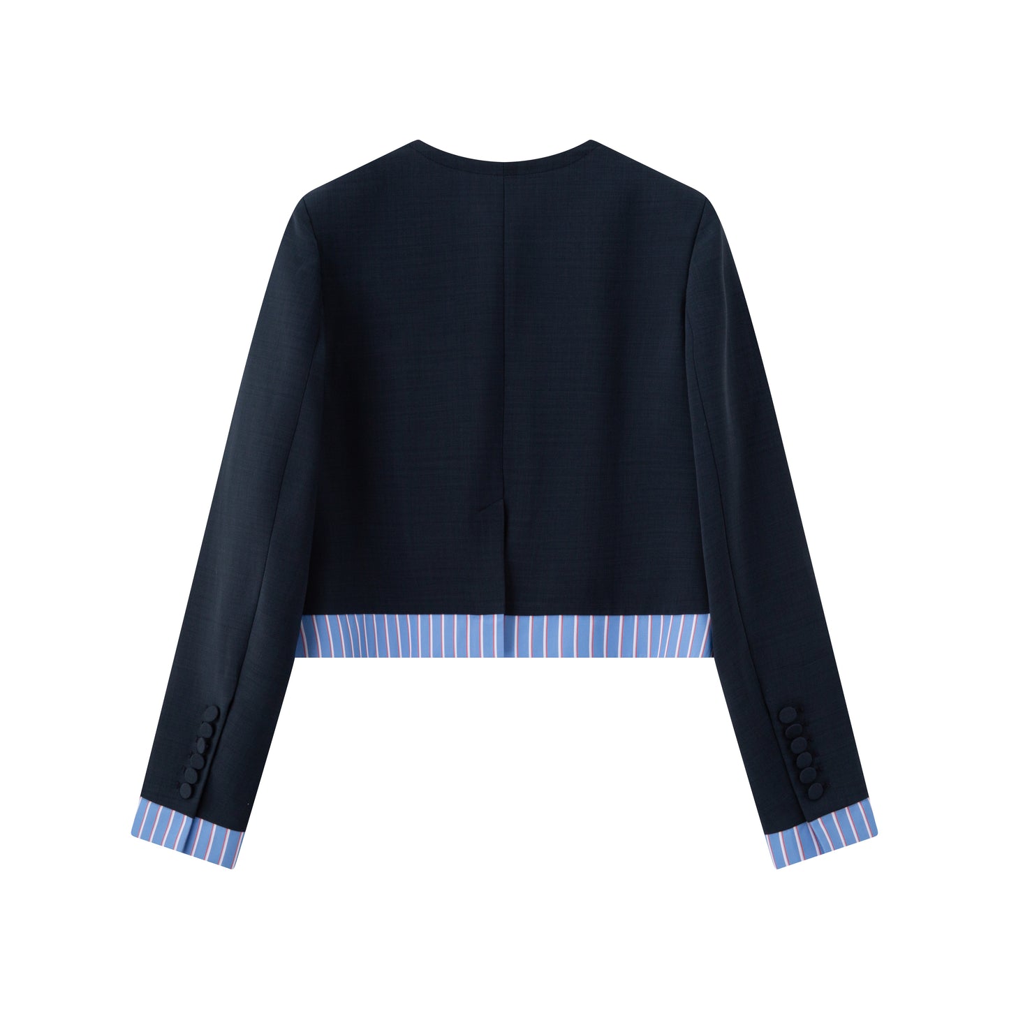 Double Breasted Collarless Blazer - Ink