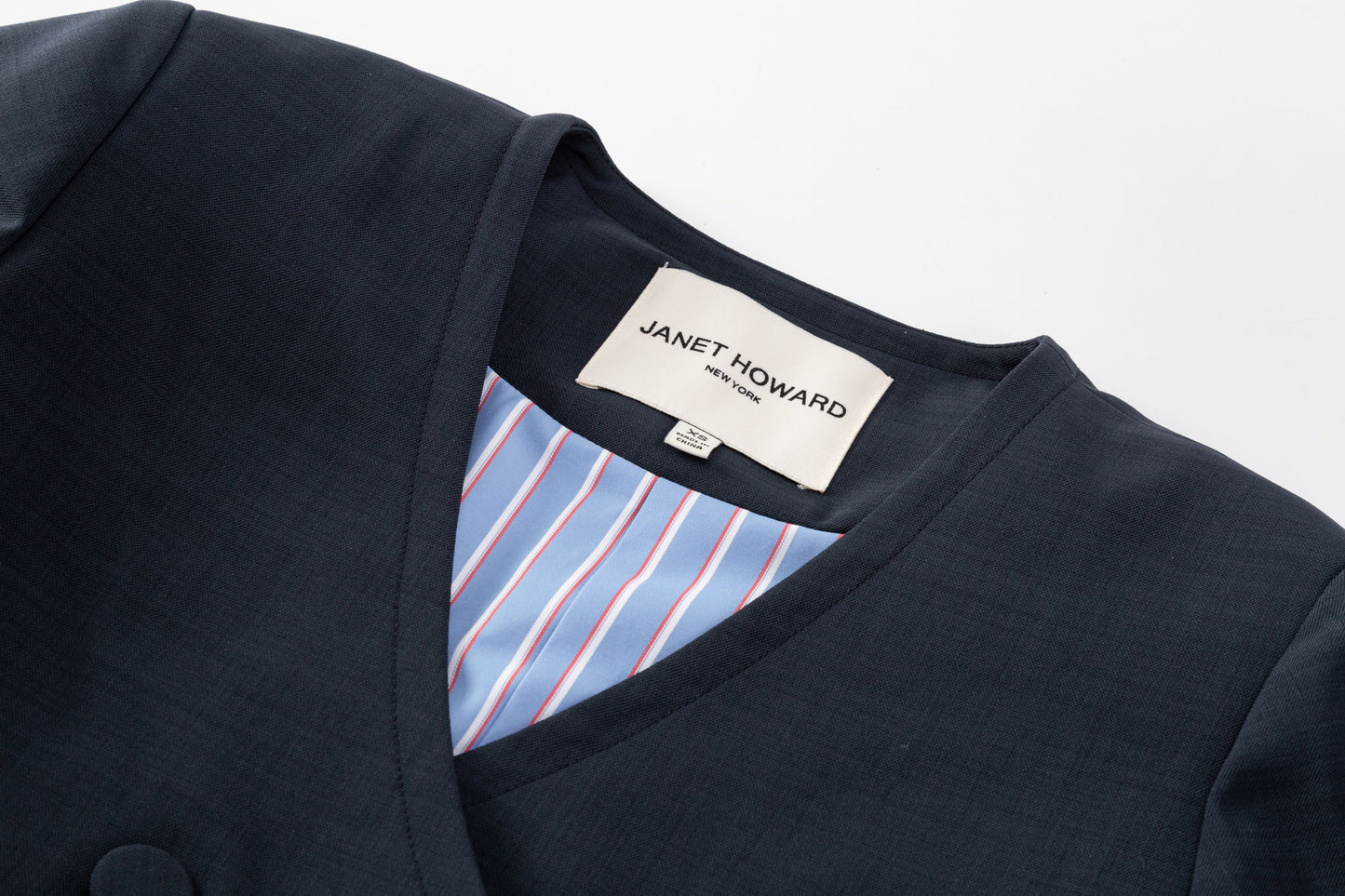 Double Breasted Collarless Blazer - Ink