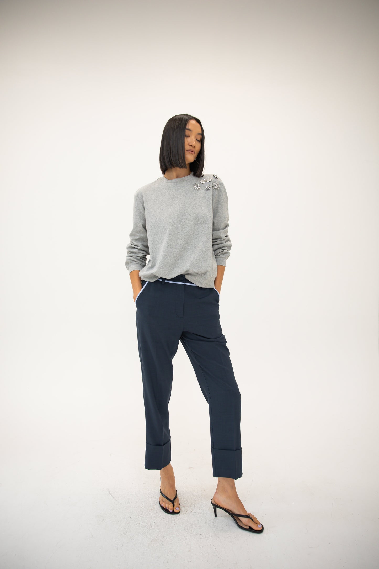 Slim Trouser w/ Piping - Ink