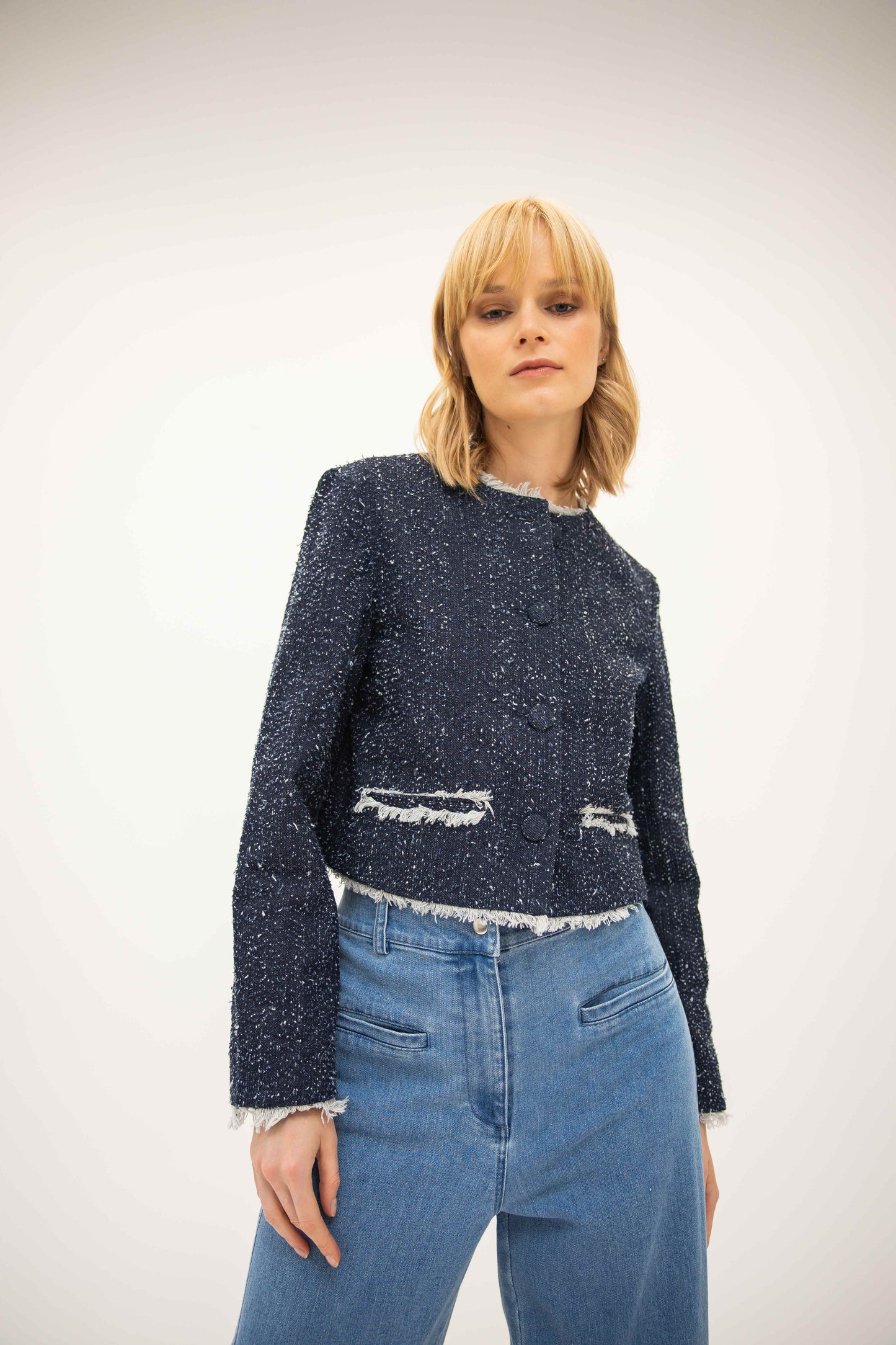 Raw Edge Blazer - Denim Tweed