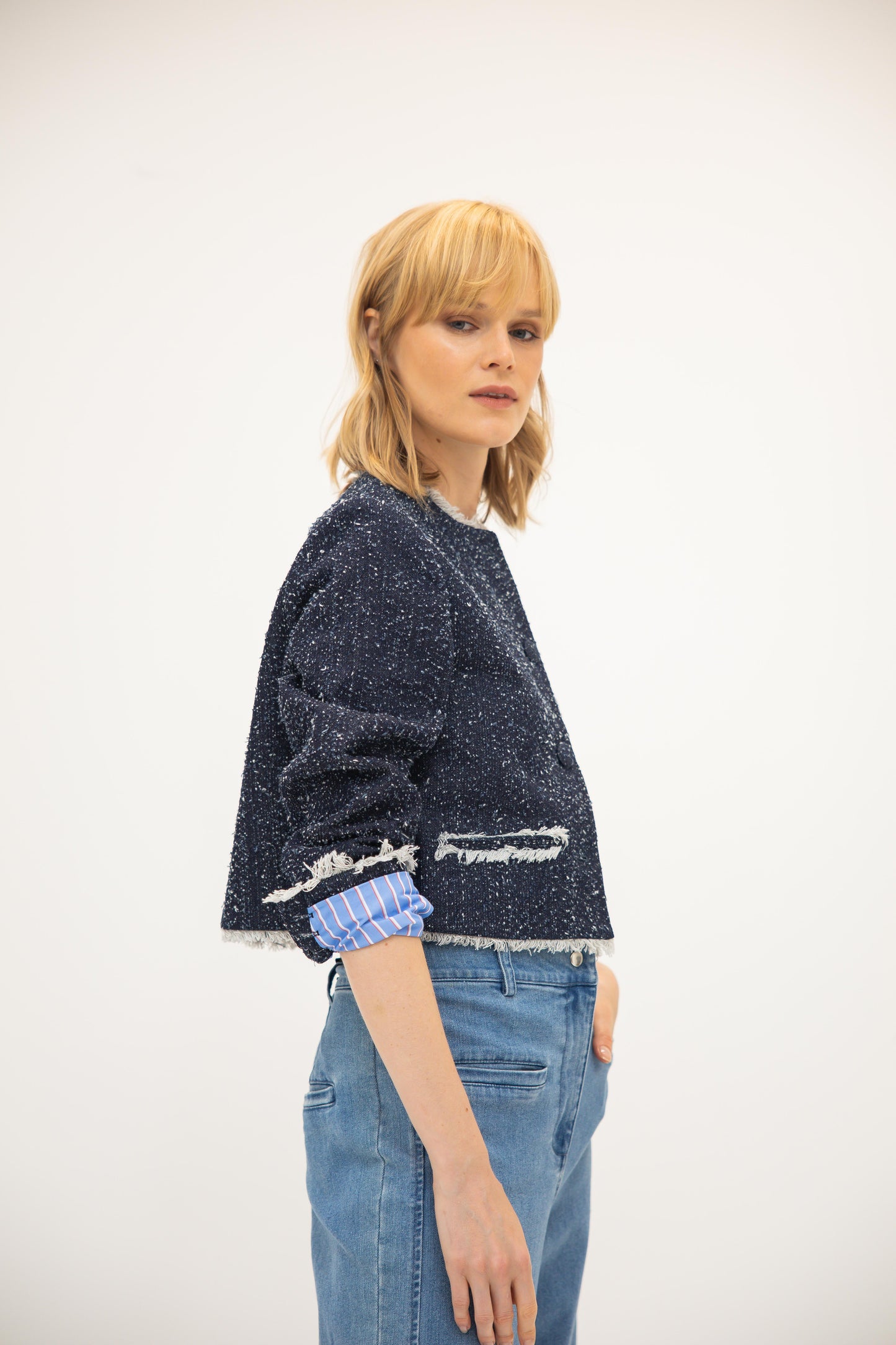 Raw Edge Blazer - Denim Tweed