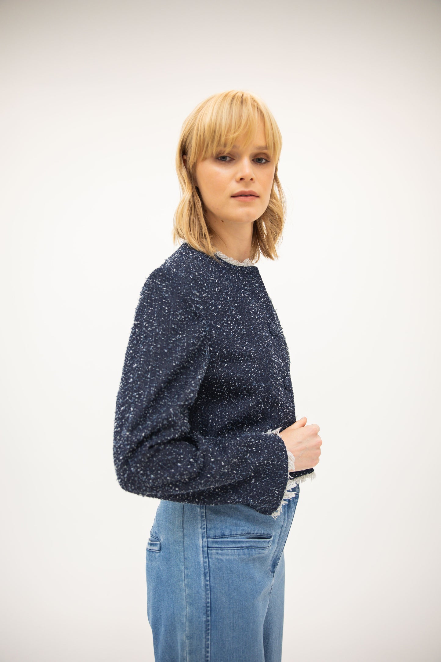 Raw Edge Blazer - Denim Tweed