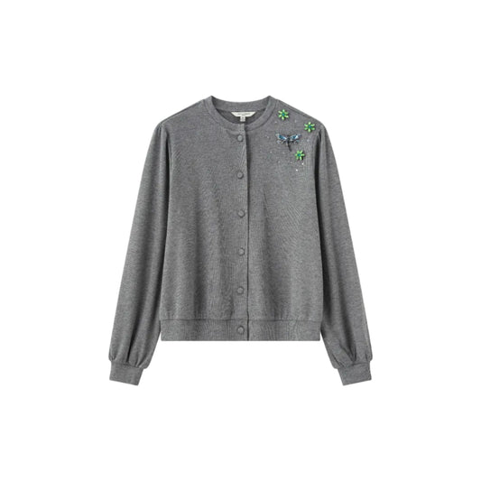 Balloon Sleeve Cardigan - Heather Grey