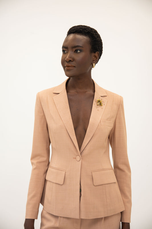 Fitted Blazer w/ Ruched Back - Rosewood