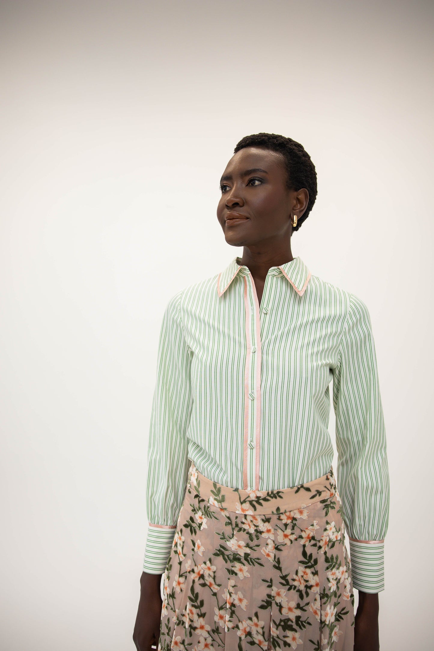Contrast Stripe Shirt - Pistachio Stripe