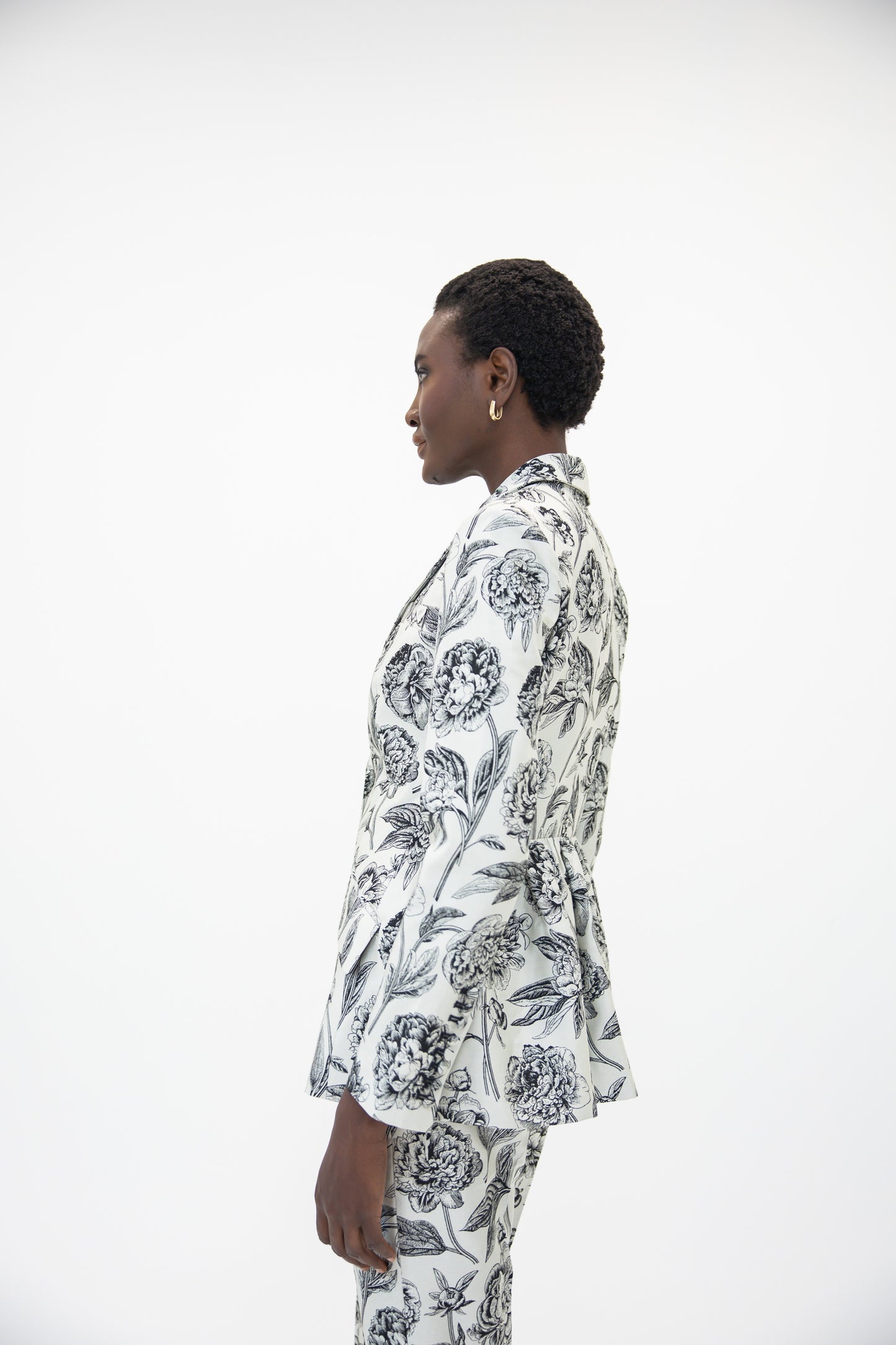 Ruched Back Blazer - English Rose Floral